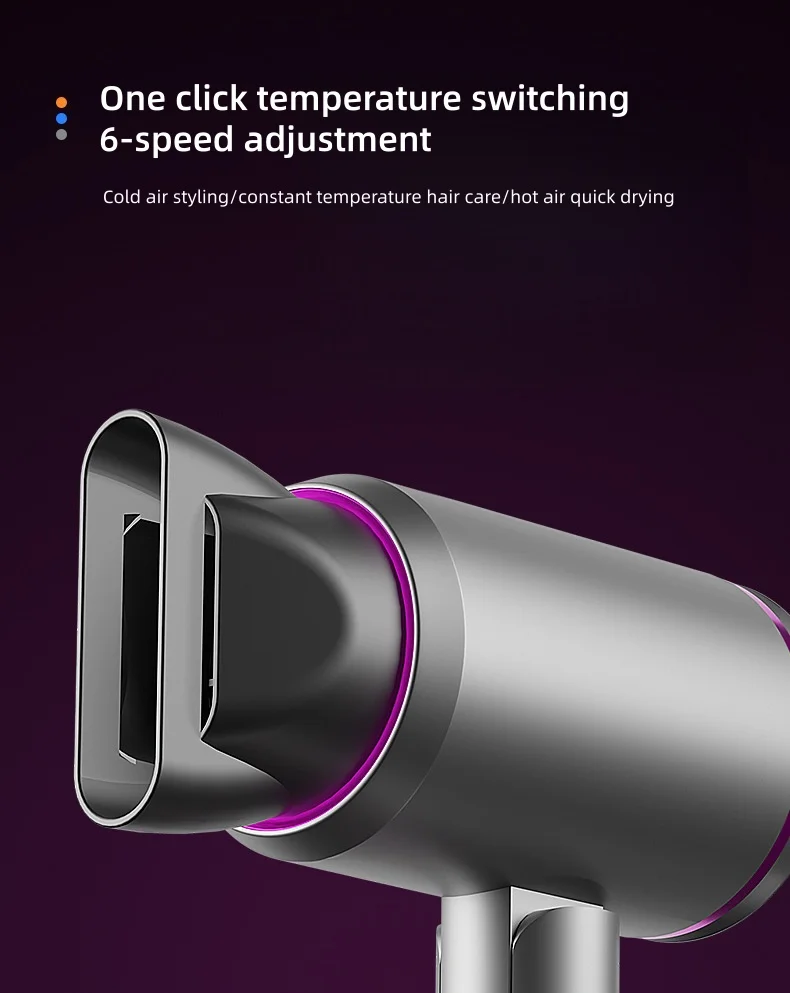 220V New Foldable Hair Dryer 2400W High-Power Silent Hair Dryer With Cold And Hot Air Distribution And Multi Nozzle Blower