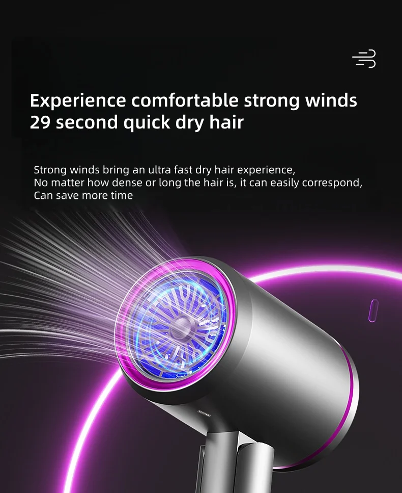 220V New Foldable Hair Dryer 2400W High-Power Silent Hair Dryer With Cold And Hot Air Distribution And Multi Nozzle Blower
