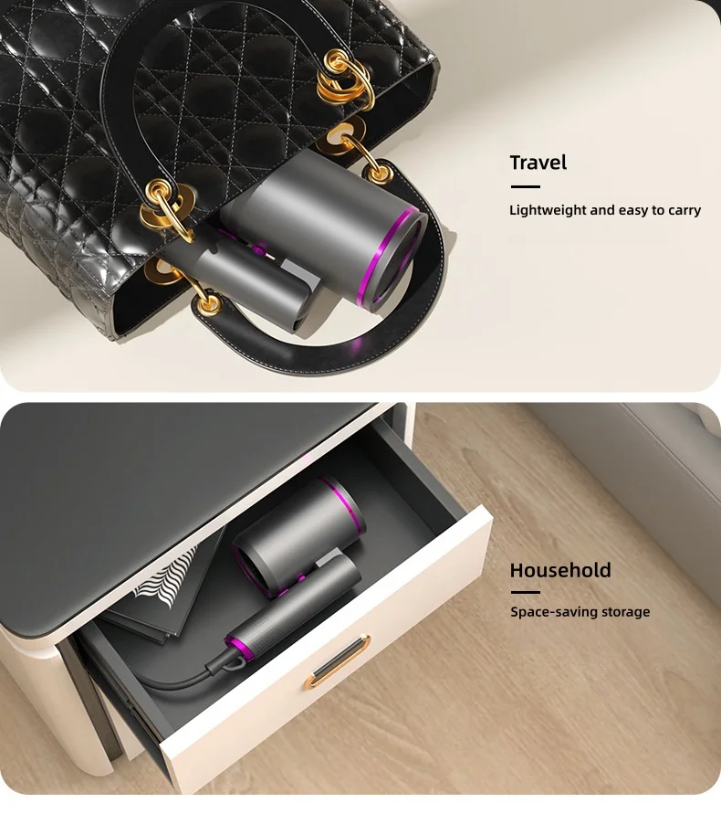220V New Foldable Hair Dryer 2400W High-Power Silent Hair Dryer With Cold And Hot Air Distribution And Multi Nozzle Blower
