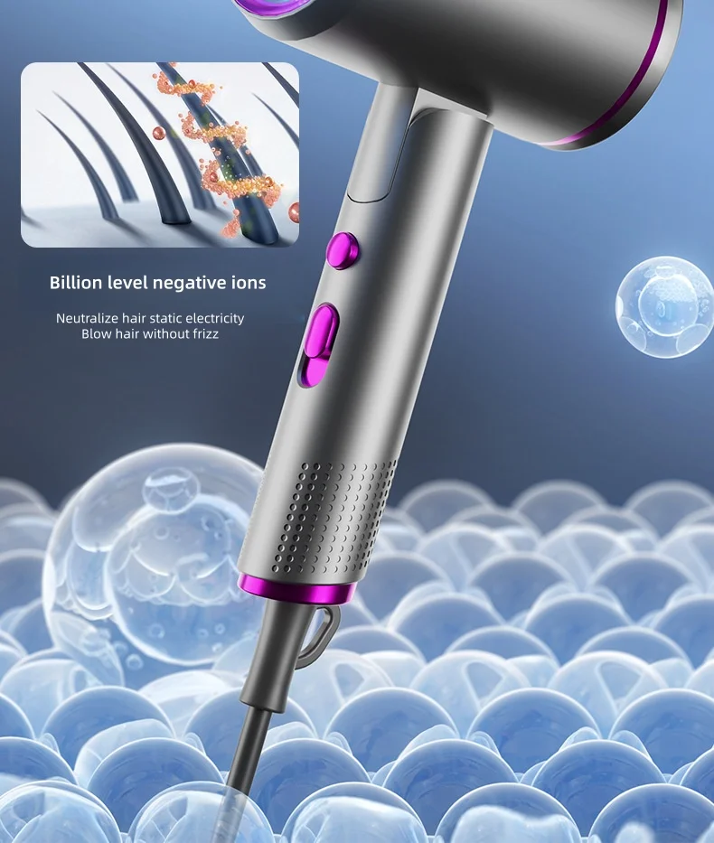 220V New Foldable Hair Dryer 2400W High-Power Silent Hair Dryer With Cold And Hot Air Distribution And Multi Nozzle Blower