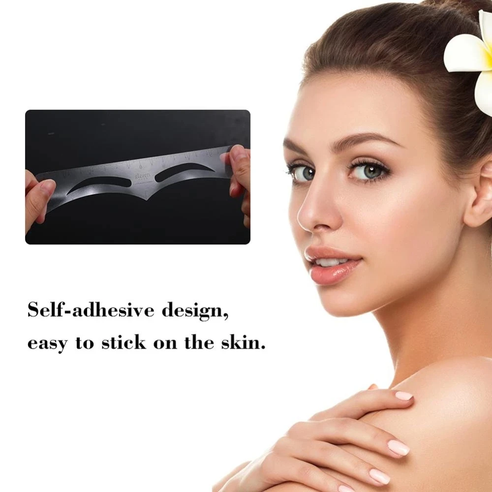 Disposable 50pcs / lot Microblading Ruler Guide Ruler Adhesive Sticker Permanent Eyebrow Makeup Eyebrow Tool