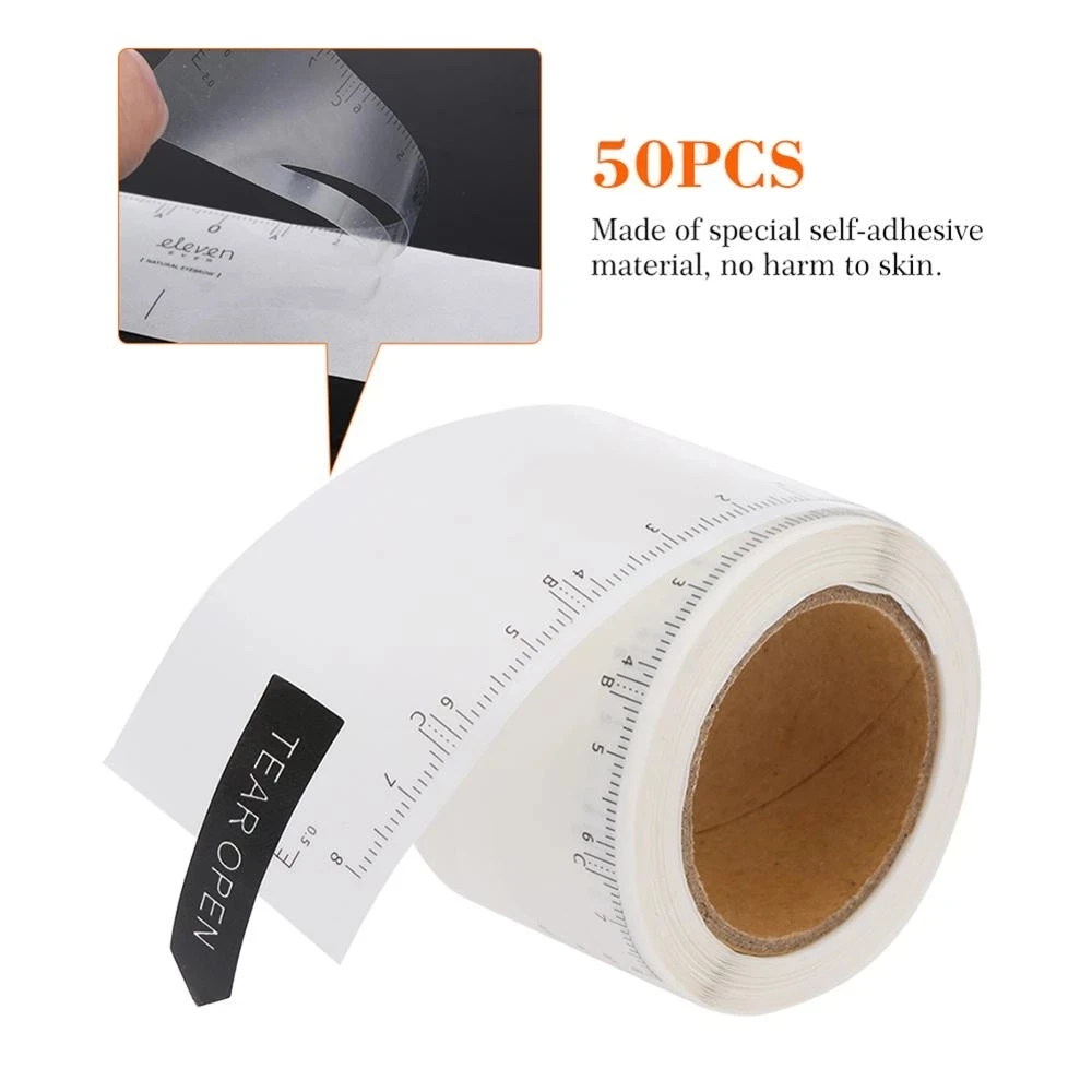 Disposable 50pcs / lot Microblading Ruler Guide Ruler Adhesive Sticker Permanent Eyebrow Makeup Eyebrow Tool