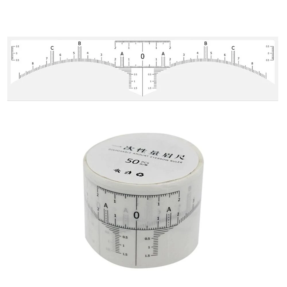 Disposable 50pcs / lot Microblading Ruler Guide Ruler Adhesive Sticker Permanent Eyebrow Makeup Eyebrow Tool