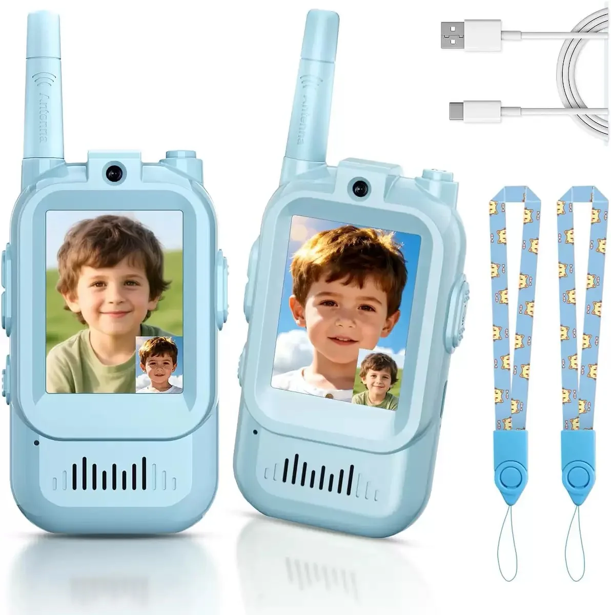 Kids Video Walkie Talkies 2 Pack Long Range Walkie-Talkie Rechargeable for Indoor Camping Hiking Travel Gift for Boys Girls