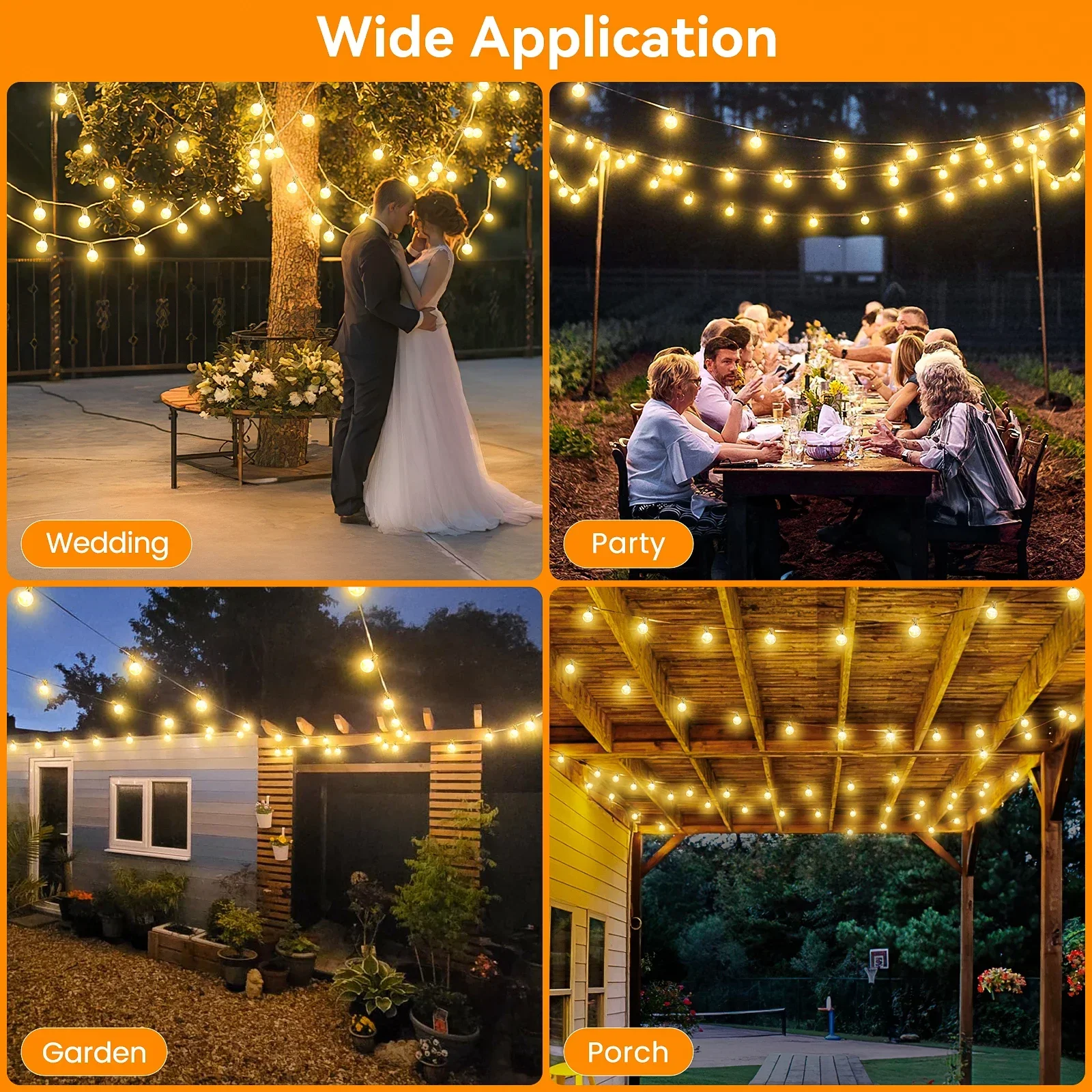 24V 30M Low Voltage String Lights with Remote Control Horizontal Bulbs Indoor-Outdoor Waterproof Garden Decor UK Plug