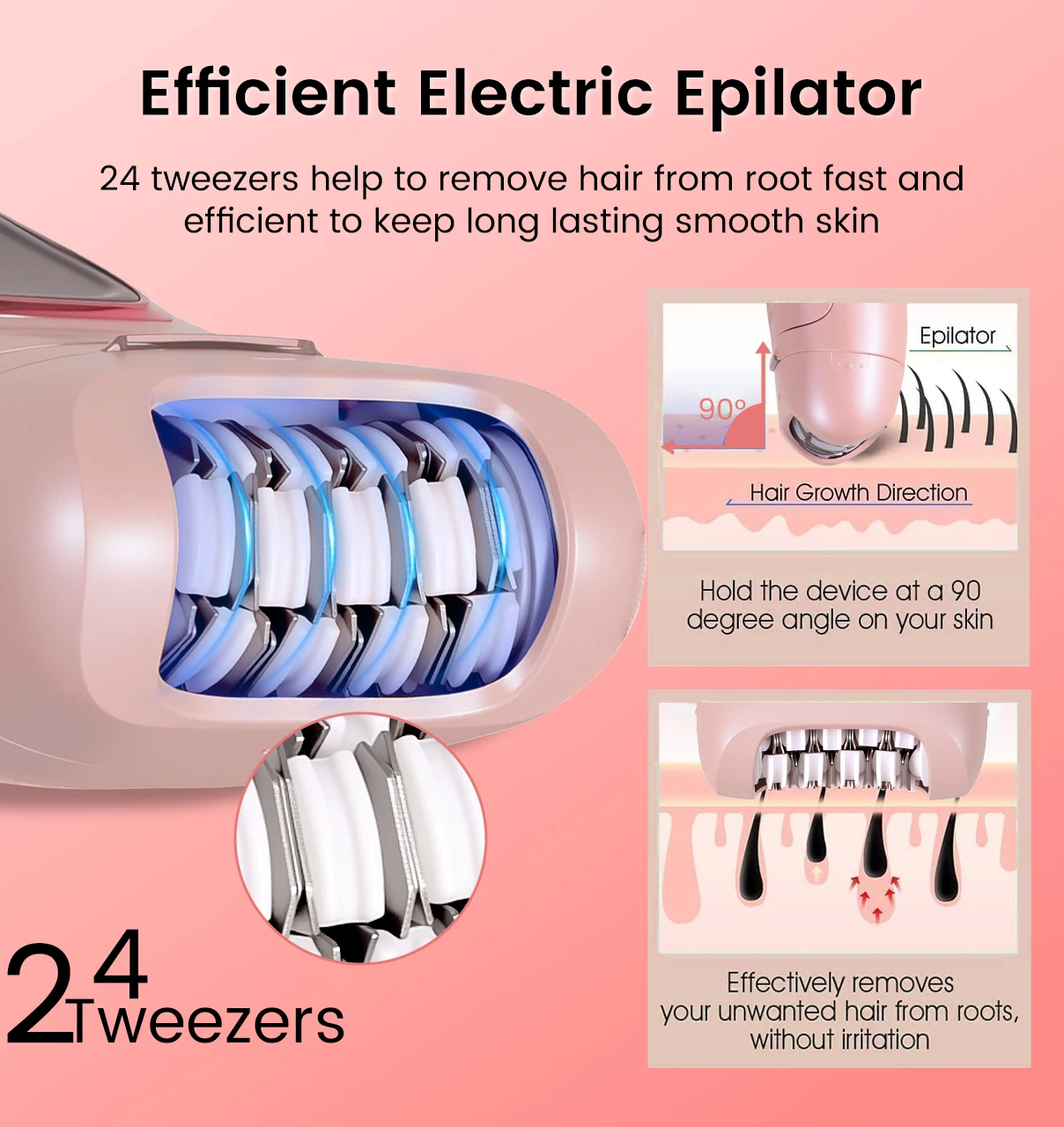 Hatteker 5-in-1 Electric for Women Hair Remover Roller Home Use Washable Hair Removal Device with Private Clip And Light