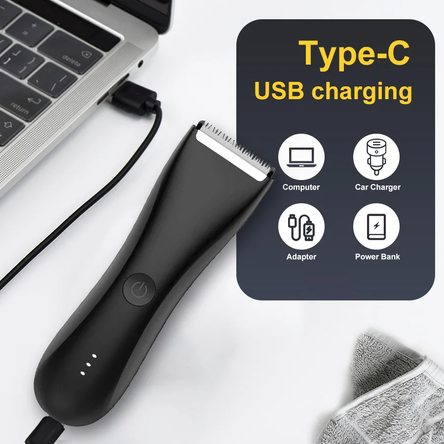 Electric Body Groomer Pubic Hair Trimmer for Men Balls Shaver Clipper Male Sensitive Private Parts Razor Sex Place Face Cut