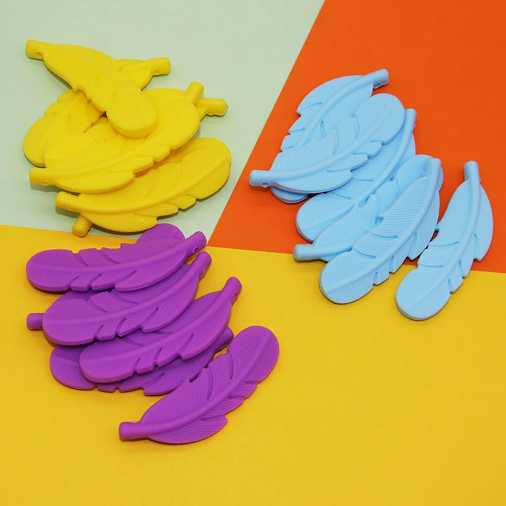 Cute-Idea 10PCs Silicone Beads Feather Teether BPA Free DIY Infant Teething Necklace Rodent Pendant Jewelry Nursing Shower