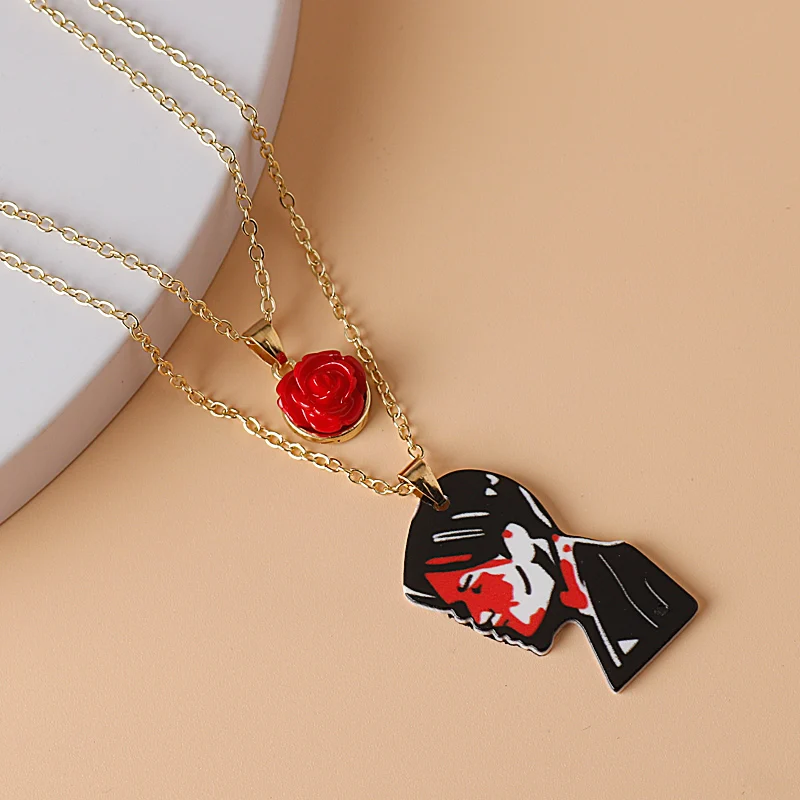Rock Band My Chemical Romance Cosplay Necklace Music Band MCR Three Cheers Rose Unisex Choker Pendant Jewelry Accessories Props
