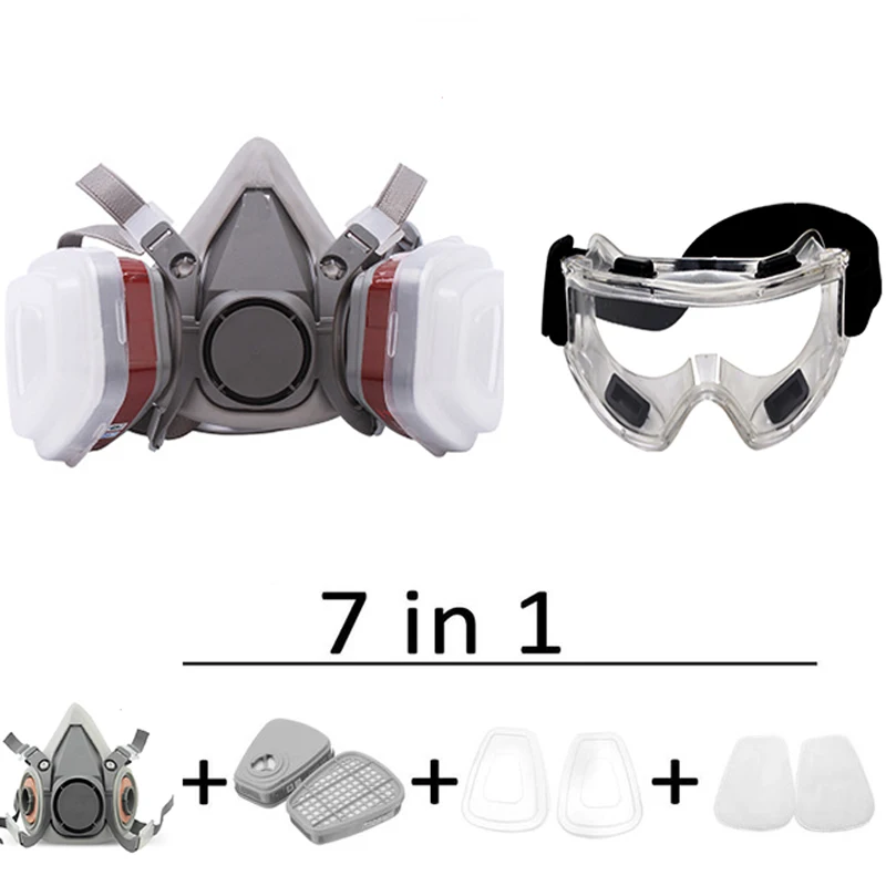 6200 Type Gas Mask Industrial Half Face Painting Spraying Respirator with Protective Glasses Suit Safety Work Filter Replace