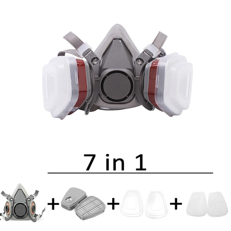 6200 Type Gas Mask Industrial Half Face Painting Spraying Respirator with Protective Glasses Suit Safety Work Filter Replace