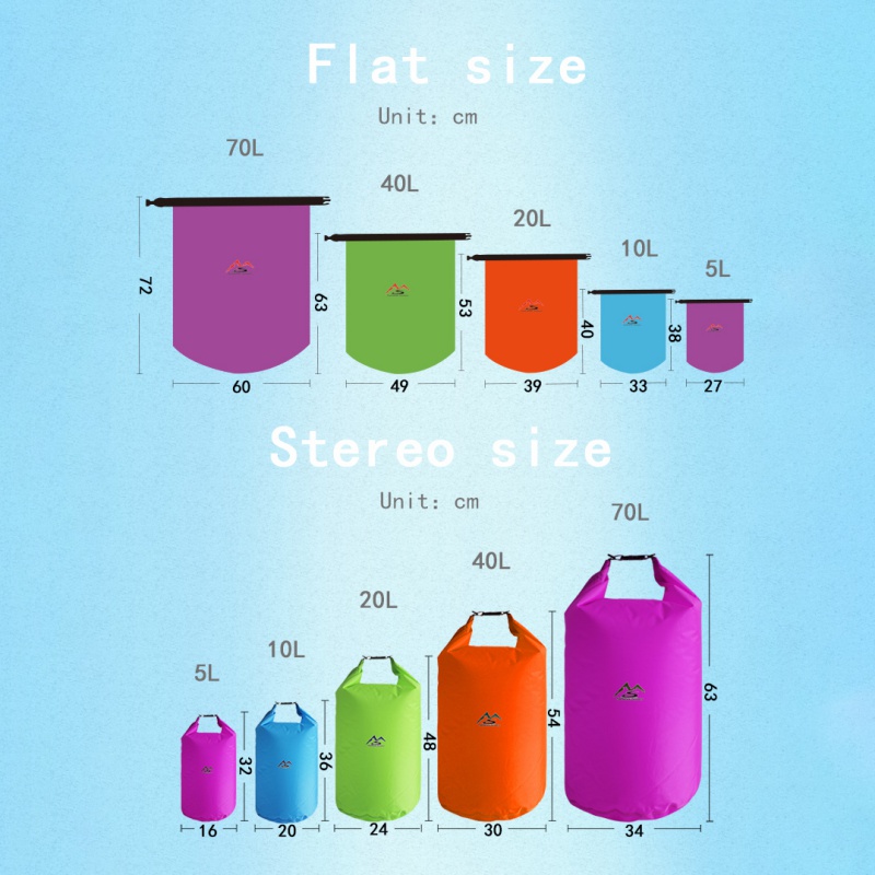 5L/10L/20L/40L/70L Dry Bag Swimming Waterproof Bags Sack Waterproof Floating Dry Gear Bags For Boating Fishing Rafting 4 Colors
