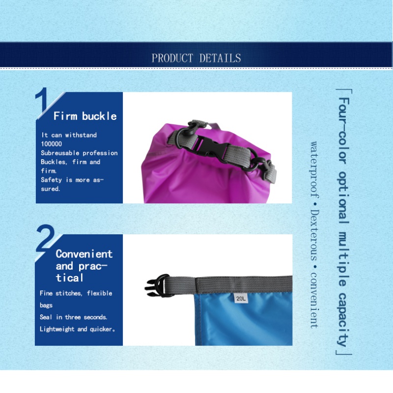 5L/10L/20L/40L/70L Dry Bag Swimming Waterproof Bags Sack Waterproof Floating Dry Gear Bags For Boating Fishing Rafting 4 Colors