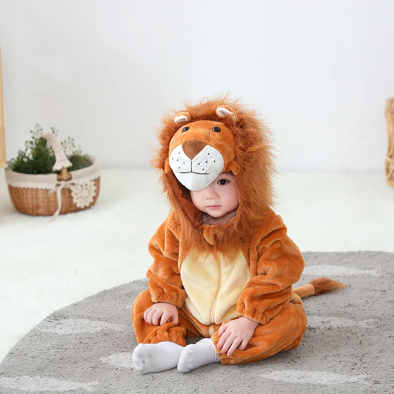 Umorden Animal King Lion Kigurumi Costume Baby Boys Infant Toddler Winter Pajamas Jumpsuit Onesies Flannel Birthday Fancy Dress
