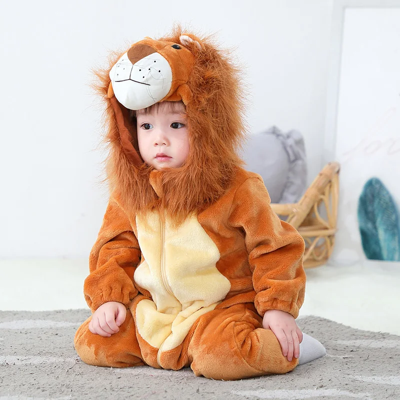 Umorden Animal King Lion Kigurumi Costume Baby Boys Infant Toddler Winter Pajamas Jumpsuit Onesies Flannel Birthday Fancy Dress