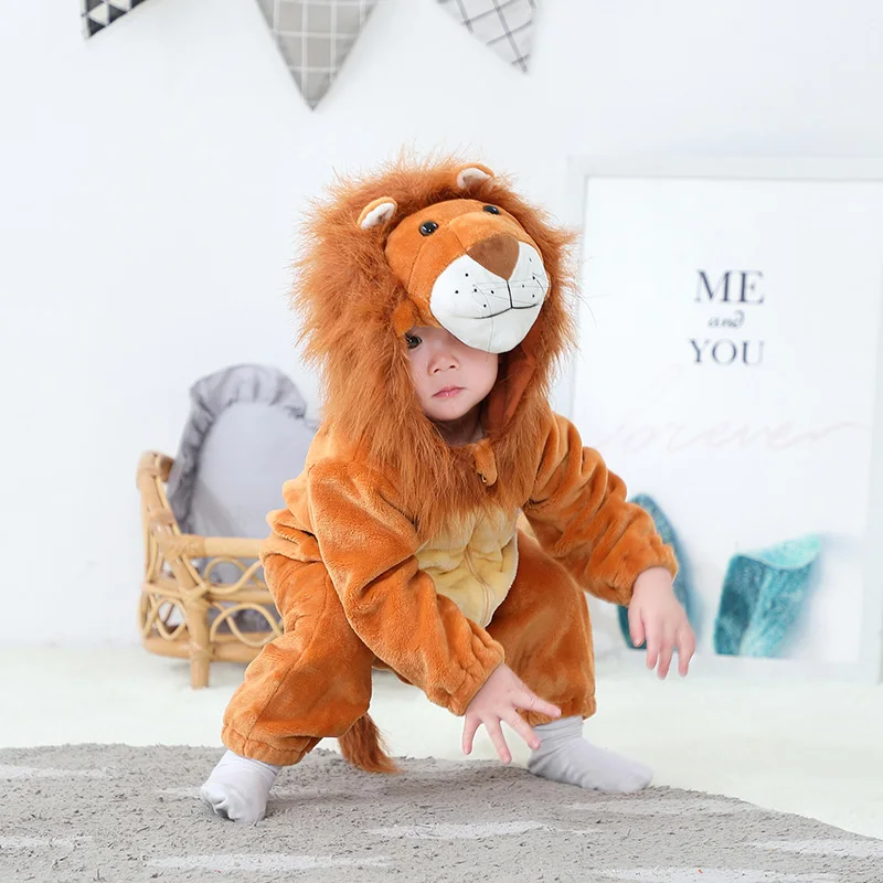 Umorden Animal King Lion Kigurumi Costume Baby Boys Infant Toddler Winter Pajamas Jumpsuit Onesies Flannel Birthday Fancy Dress