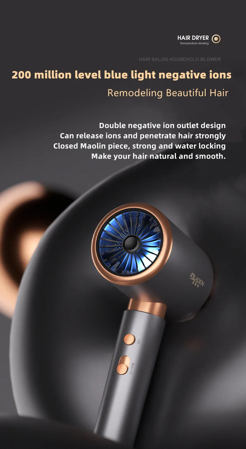 Hot Selling Professional Hair Dryer Negative Ion High Power Blue Light Foldable Electric Hair Dryer Salon Hair Tools Home