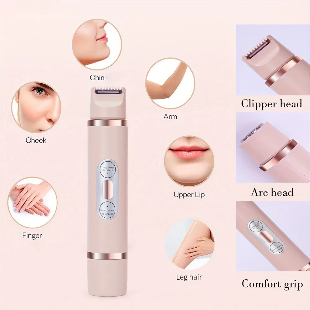 Ladies Dual‑head Electric Shaver, 2‑in‑1 Body Hair Remover, Suitable for Bikini Zone, Arm, Leg and Facial Use