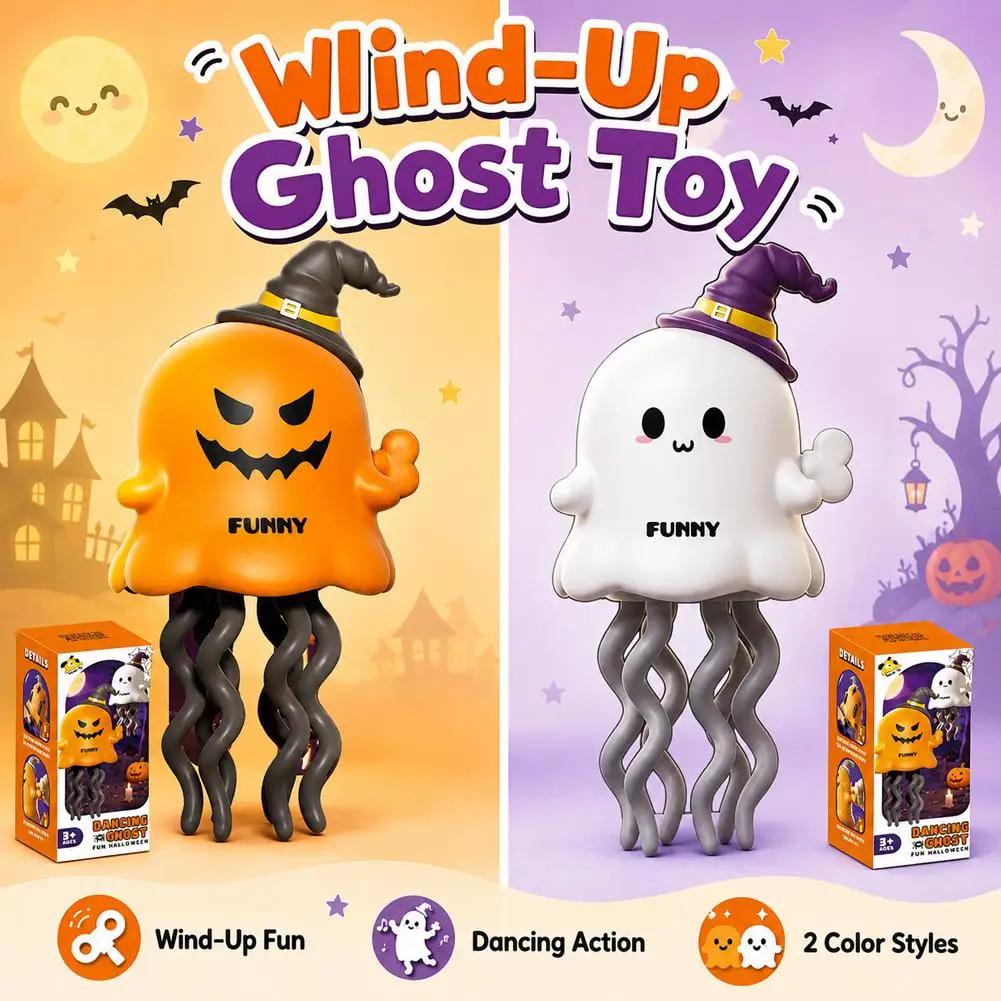 Wind-Up Dancing Ghost Toy for Kids, Interactive Moving Singing Toy with Music and Lights, Educational Toddler Toy