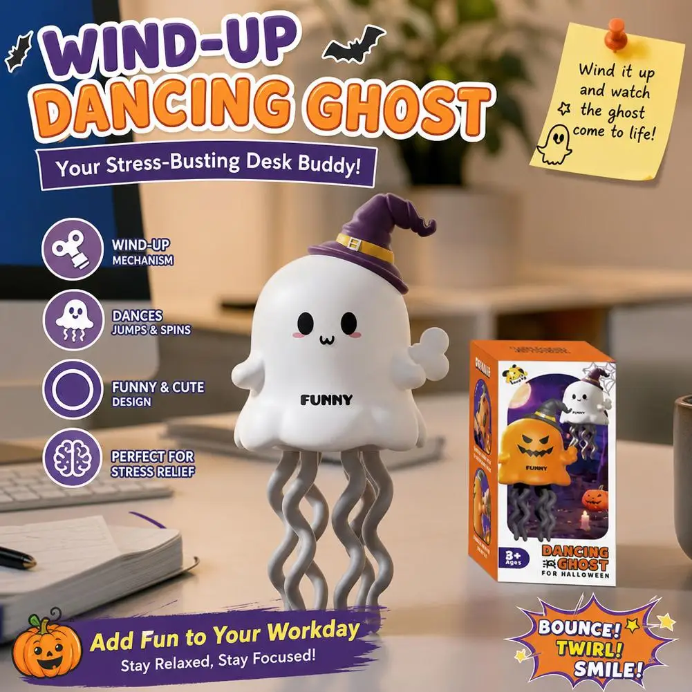 Wind-Up Dancing Ghost Toy for Kids, Interactive Moving Singing Toy with Music and Lights, Educational Toddler Toy