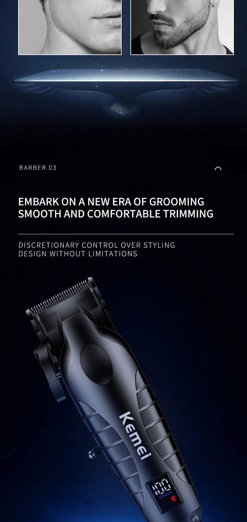 Hair Clipper Barber Blading Hair Cutting Machine Clipper Grooming Cordless Rechargeable Shaver for Men Km-2290 Km-032 Km-1102