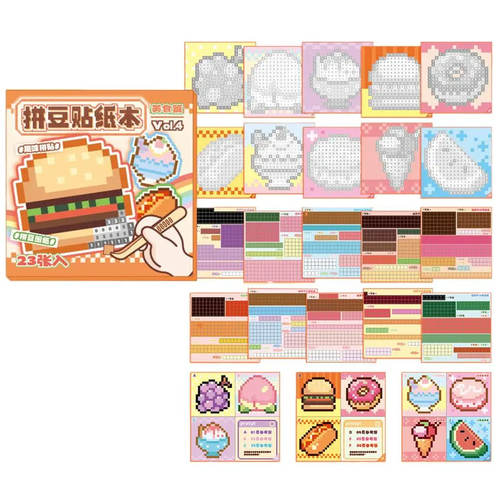 Pixel Art Sticker Book DIY Animal Puzzle Mosaic Craft Educational Toy Kids 23 Sheets Activity Game Cartoon Cute Gift Supplies