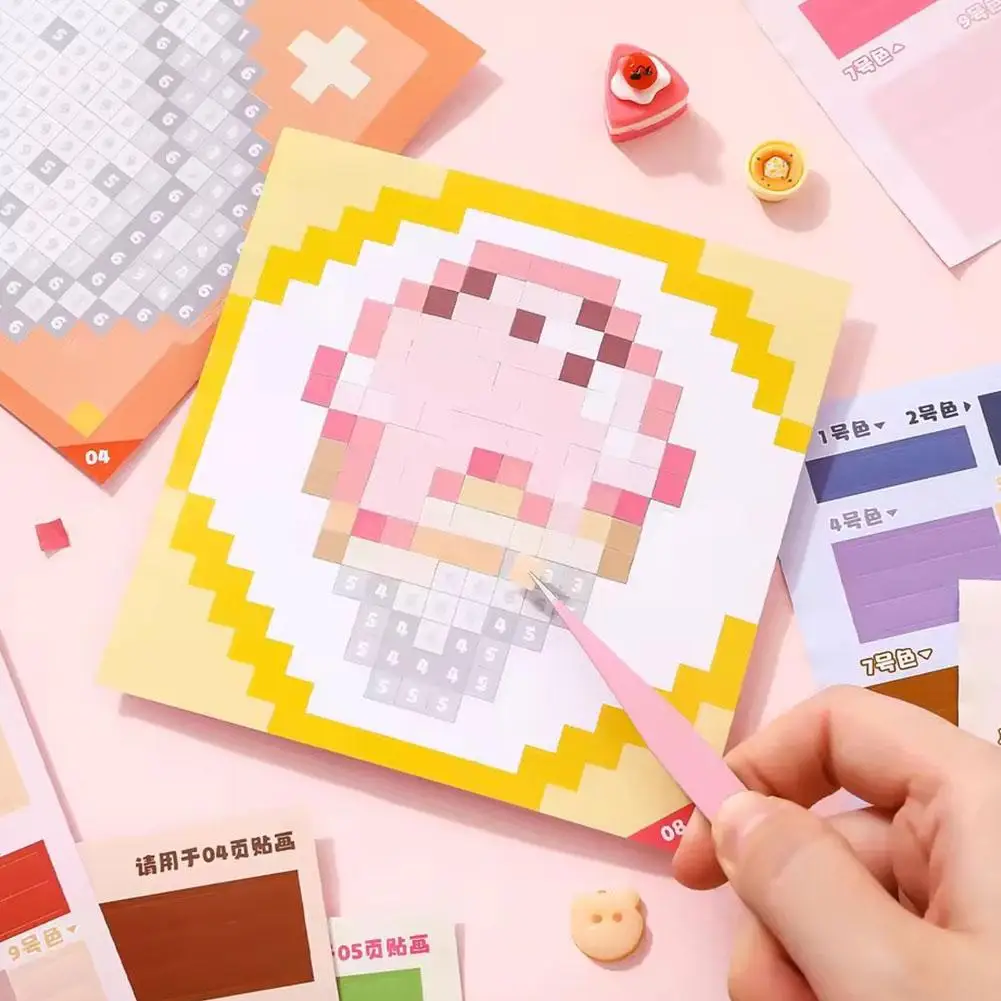 Pixel Art Sticker Book DIY Animal Puzzle Mosaic Craft Educational Toy Kids 23 Sheets Activity Game Cartoon Cute Gift Supplies