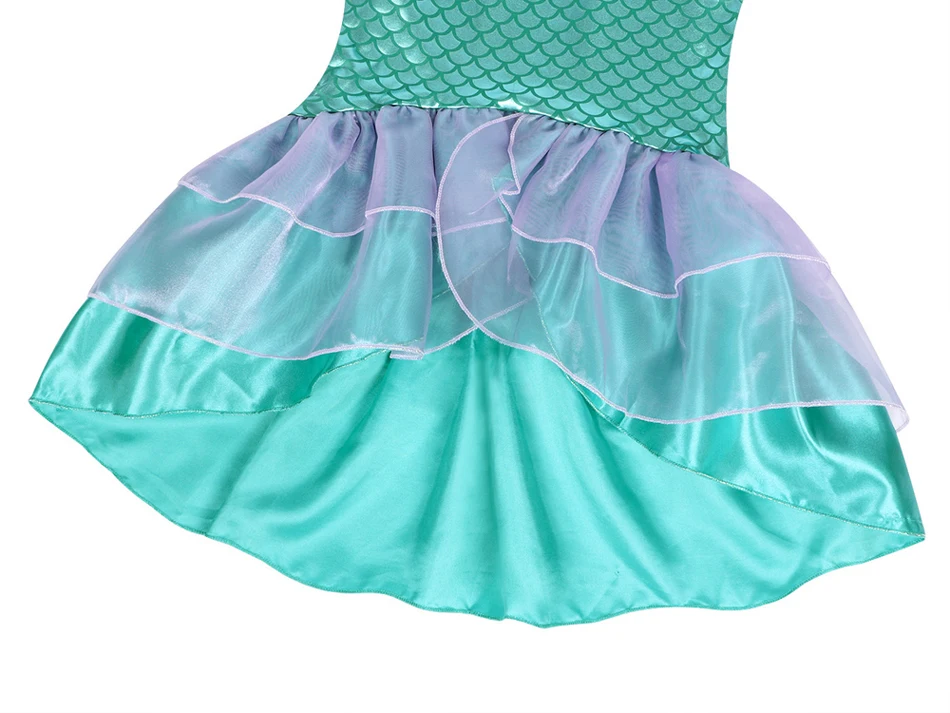 Girl Mermaid Princess Costume Kid Fancy Ariel Party Carnival Birthday Gift Summer Dress Shiny Sequin Mermaid Dress 2-10T