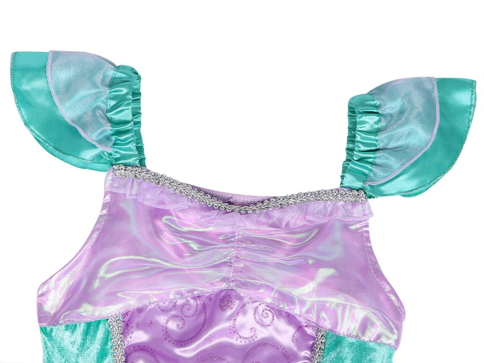 Girl Mermaid Princess Costume Kid Fancy Ariel Party Carnival Birthday Gift Summer Dress Shiny Sequin Mermaid Dress 2-10T
