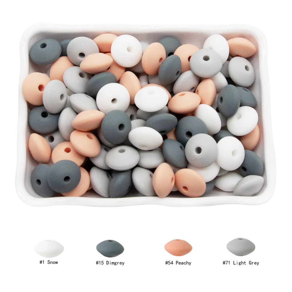Cute-idea 20Pcs Baby Silicone Lentil Beads 12MM Abacus beads DIY Pacifier Chain Toys Baby Teething Teether Baby goods BPA Free