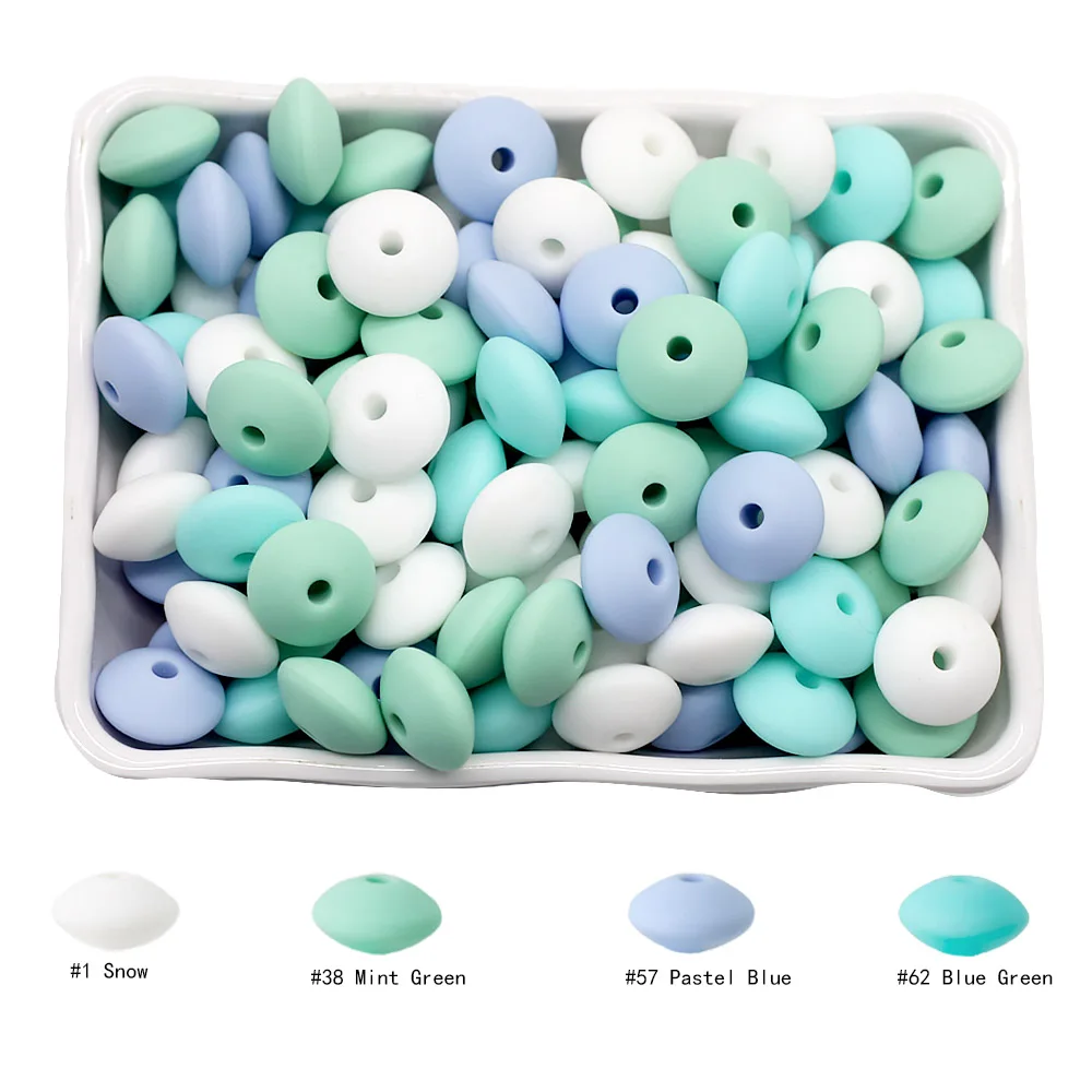Cute-idea 20Pcs Baby Silicone Lentil Beads 12MM Abacus beads DIY Pacifier Chain Toys Baby Teething Teether Baby goods BPA Free