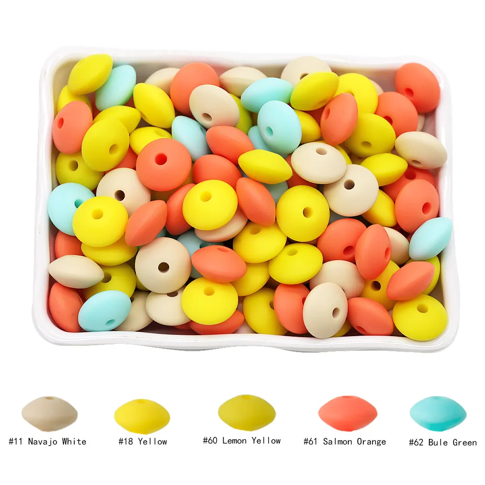 Cute-idea 20Pcs Baby Silicone Lentil Beads 12MM Abacus beads DIY Pacifier Chain Toys Baby Teething Teether Baby goods BPA Free