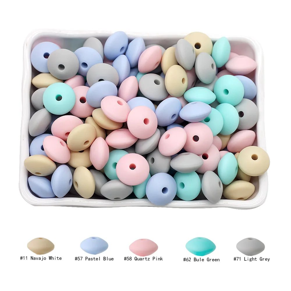 Cute-idea 20Pcs Baby Silicone Lentil Beads 12MM Abacus beads DIY Pacifier Chain Toys Baby Teething Teether Baby goods BPA Free