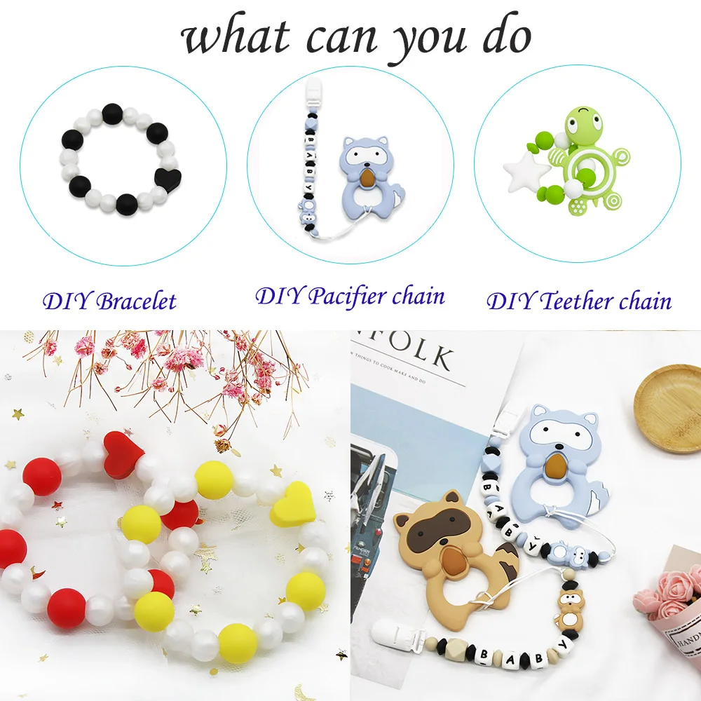 Cute-idea 20Pcs Baby Silicone Lentil Beads 12MM Abacus beads DIY Pacifier Chain Toys Baby Teething Teether Baby goods BPA Free