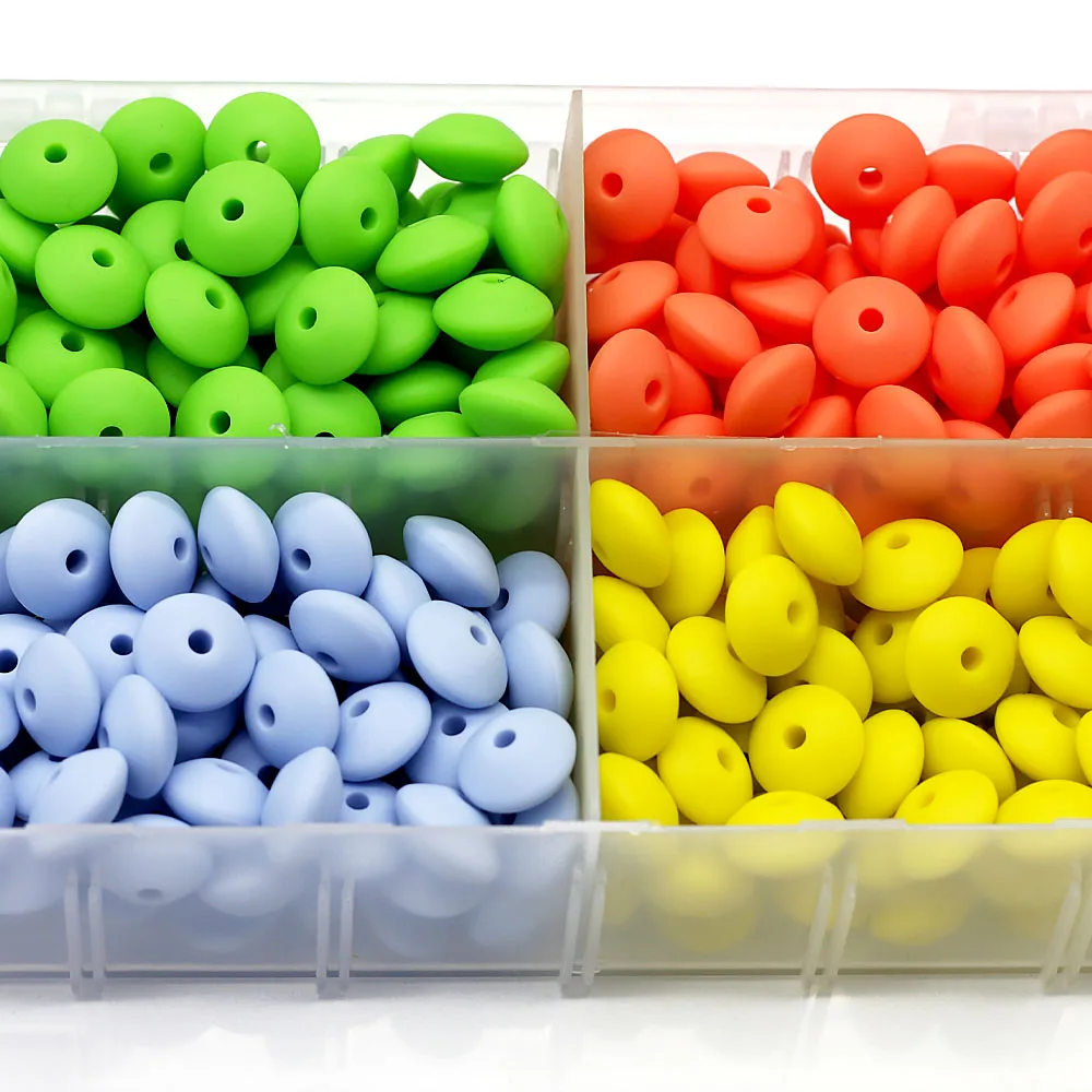 Cute-idea 20Pcs Baby Silicone Lentil Beads 12MM Abacus beads DIY Pacifier Chain Toys Baby Teething Teether Baby goods BPA Free