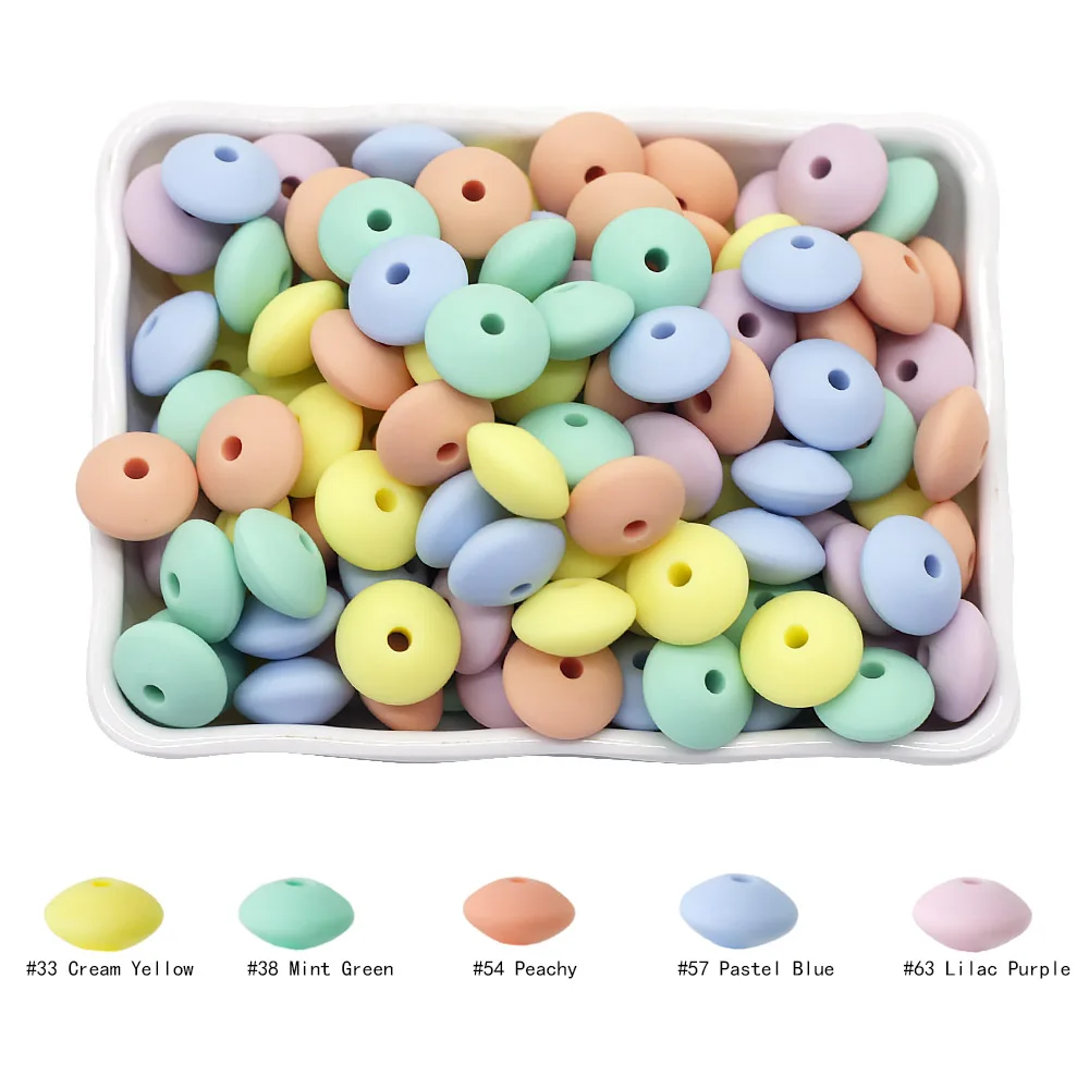 Cute-idea 20Pcs Baby Silicone Lentil Beads 12MM Abacus beads DIY Pacifier Chain Toys Baby Teething Teether Baby goods BPA Free