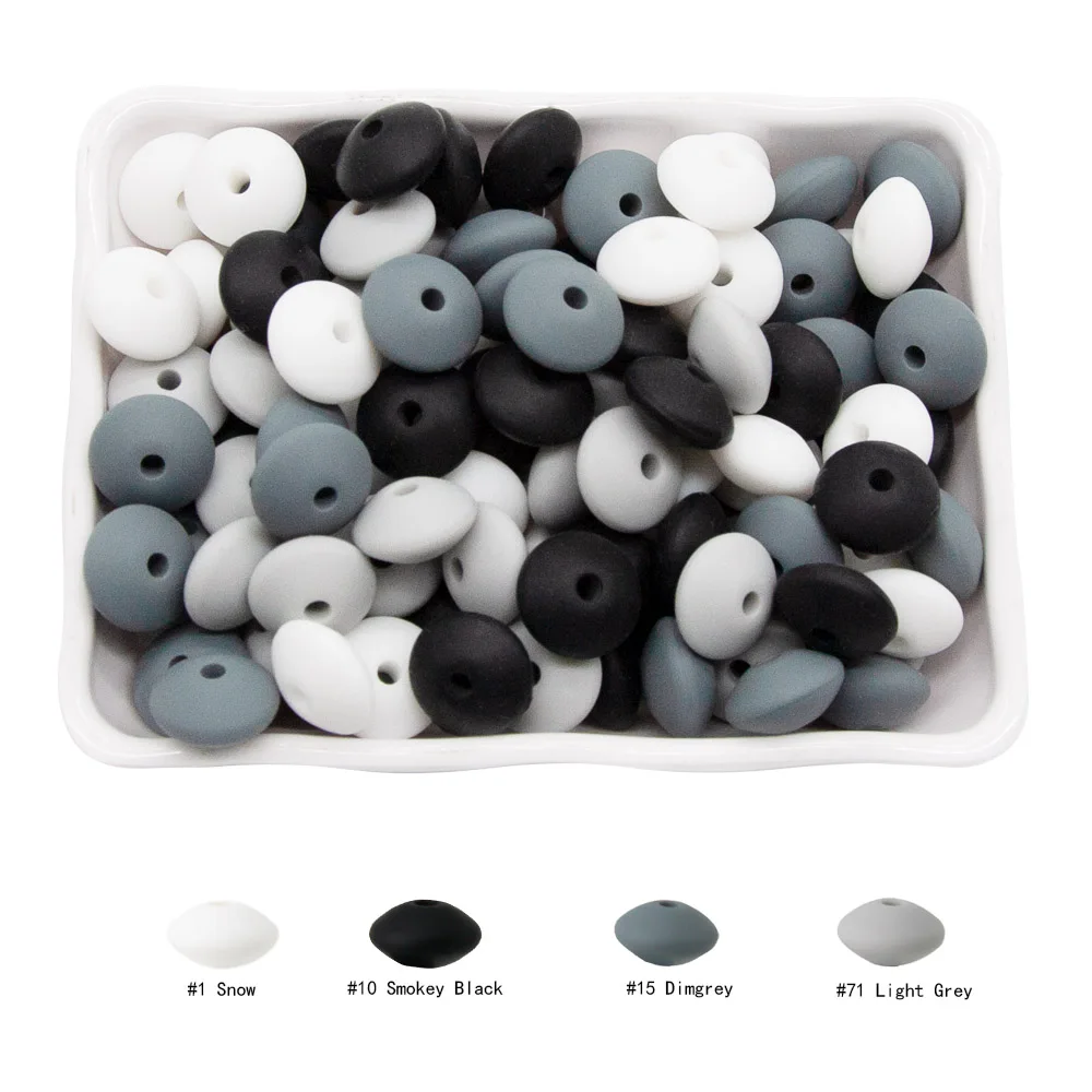 Cute-idea 20Pcs Baby Silicone Lentil Beads 12MM Abacus beads DIY Pacifier Chain Toys Baby Teething Teether Baby goods BPA Free