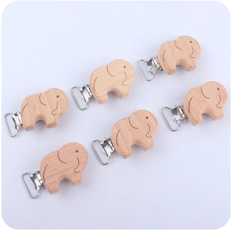 5Pcs/Lot New Arrival Lovely Wooden Pacifier Clip Natural Beech Wood Accessories for Baby Handmade Dummy Clips Pacifier Chain