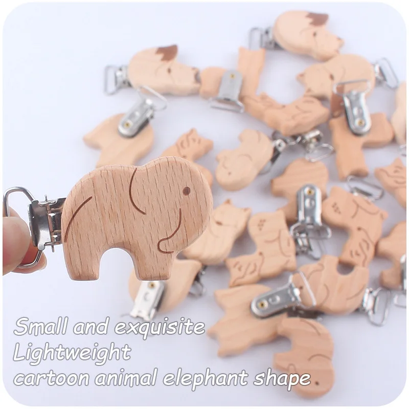 5Pcs/Lot New Arrival Lovely Wooden Pacifier Clip Natural Beech Wood Accessories for Baby Handmade Dummy Clips Pacifier Chain