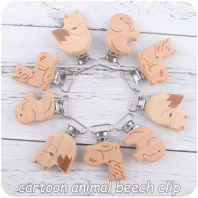 5Pcs/Lot New Arrival Lovely Wooden Pacifier Clip Natural Beech Wood Accessories for Baby Handmade Dummy Clips Pacifier Chain