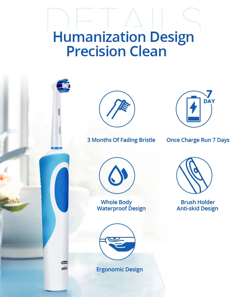 Original Oral B Vitality Electric Toothbrush Smart Timer Adult Toothbrushes Waterproof Inductive Rechargeable Oralb Deep Clean