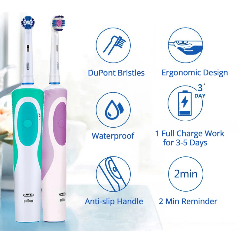 Original Oral B Vitality Electric Toothbrush Smart Timer Adult Toothbrushes Waterproof Inductive Rechargeable Oralb Deep Clean