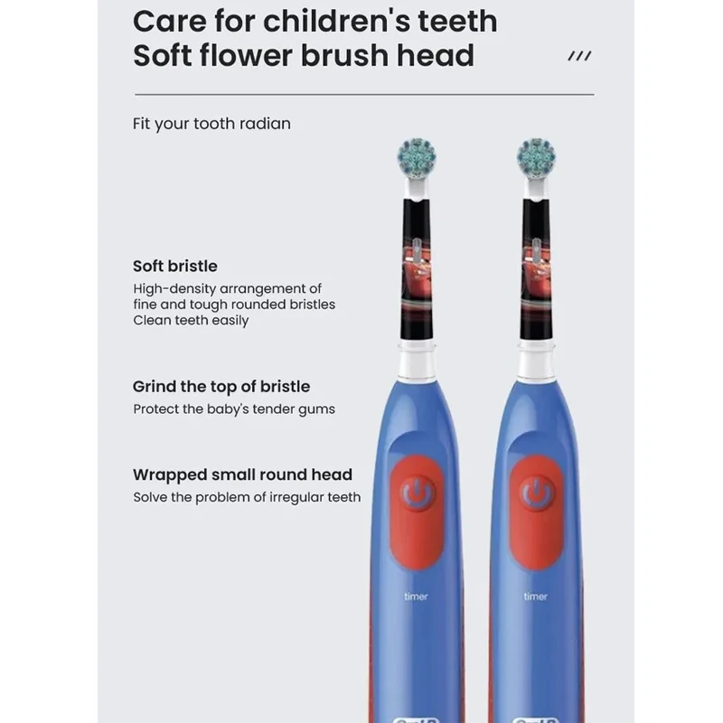 Oral-B Kid's Electric Toothbrush Battery Powered Rotation Tooth Brush Oral Dental Clean with 2 Minutes Timer For Children Age 3+
