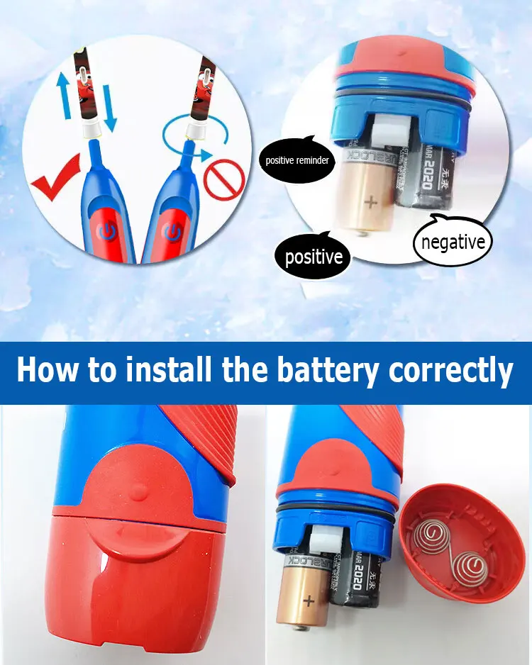 Oral-B Kid's Electric Toothbrush Battery Powered Rotation Tooth Brush Oral Dental Clean with 2 Minutes Timer For Children Age 3+
