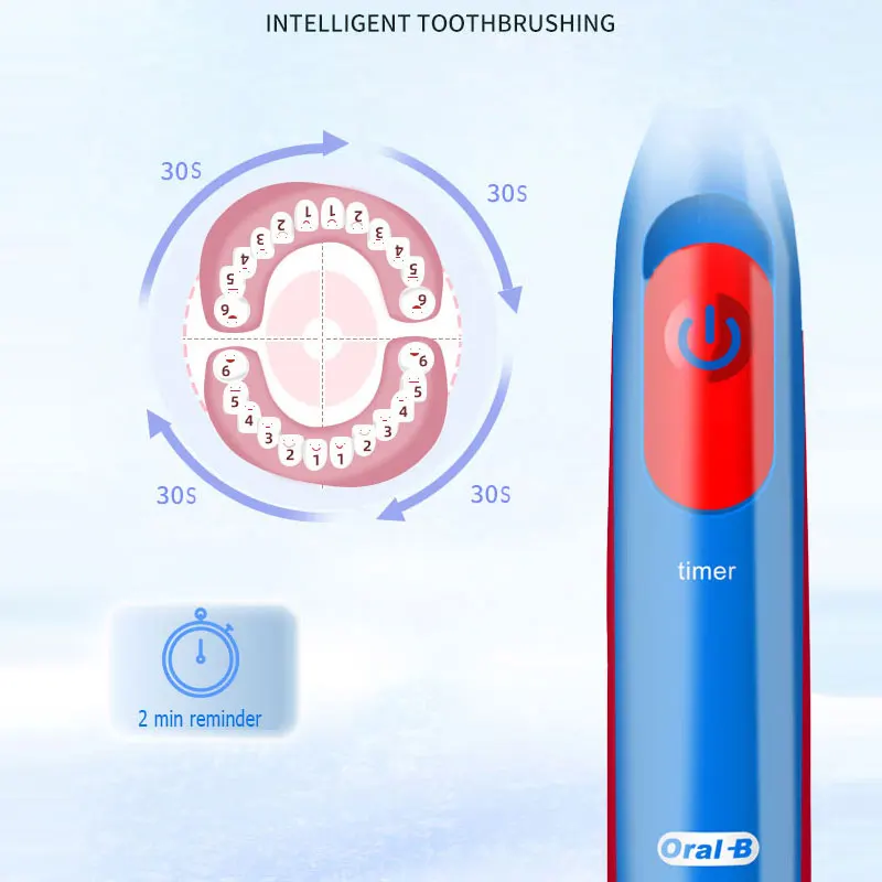 Oral-B Kid's Electric Toothbrush Battery Powered Rotation Tooth Brush Oral Dental Clean with 2 Minutes Timer For Children Age 3+