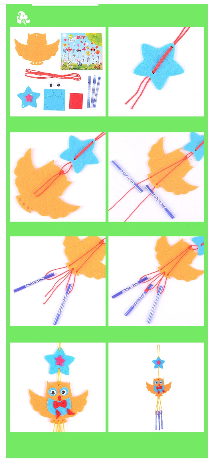 Creative DIY Handmade Wind Bell Chime Non-woven Fabric Toy for Girls Kindergarten Art And Crafts Windbell Toys Home Ornaments