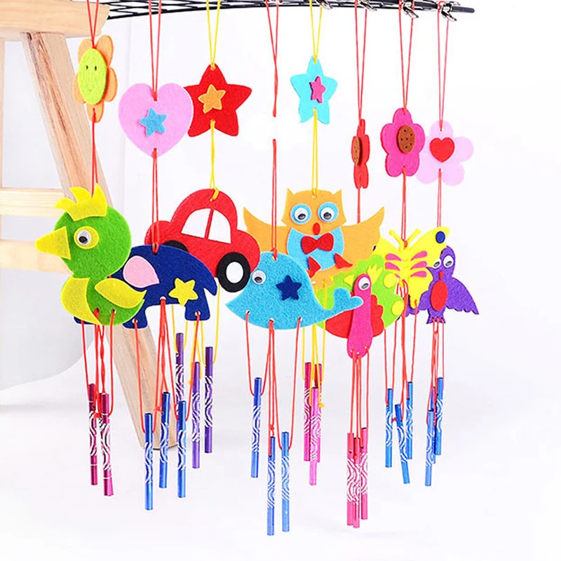 Creative DIY Handmade Wind Bell Chime Non-woven Fabric Toy for Girls Kindergarten Art And Crafts Windbell Toys Home Ornaments