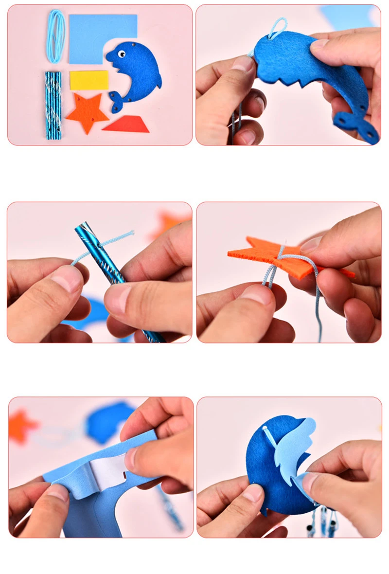 Creative DIY Handmade Wind Bell Chime Non-woven Fabric Toy for Girls Kindergarten Art And Crafts Windbell Toys Home Ornaments