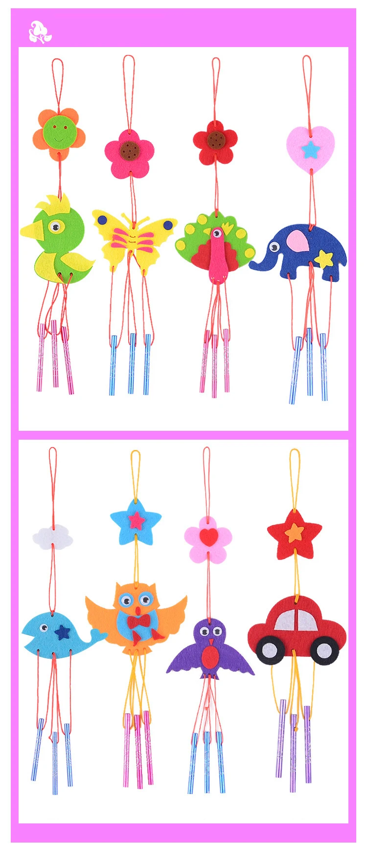 Creative DIY Handmade Wind Bell Chime Non-woven Fabric Toy for Girls Kindergarten Art And Crafts Windbell Toys Home Ornaments