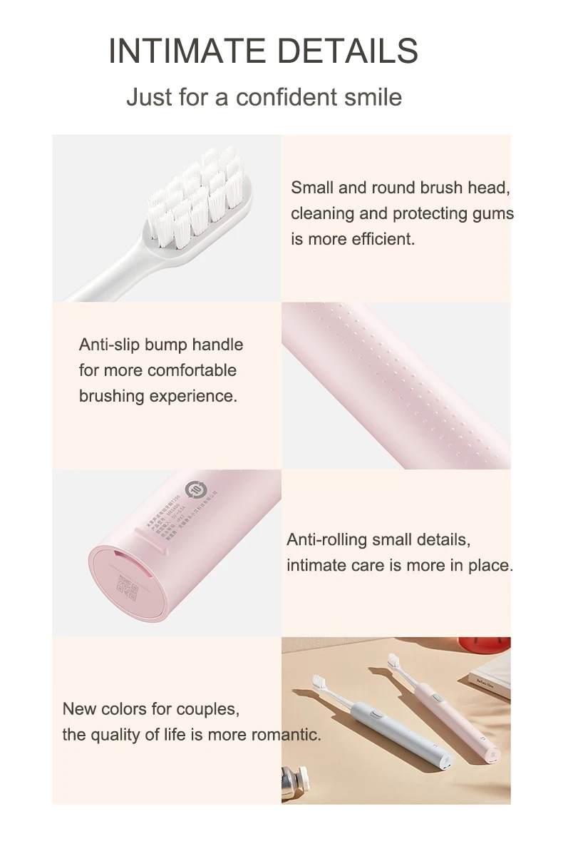 Xiaomi Mijia T200 Sonic Electric Toothbrush - Teeth Whitening Ultrasonic Vibrating Smart Tooth Brushes IPX7 Waterproof